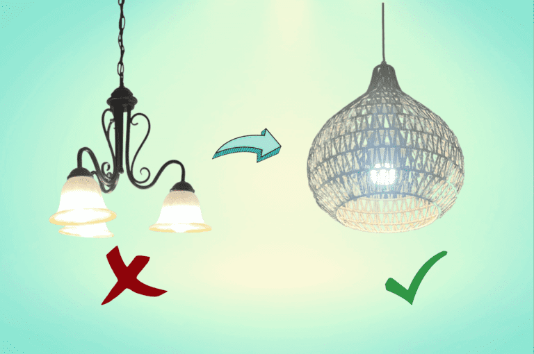 How to replace an ugly chandelier with a trendy ceiling light